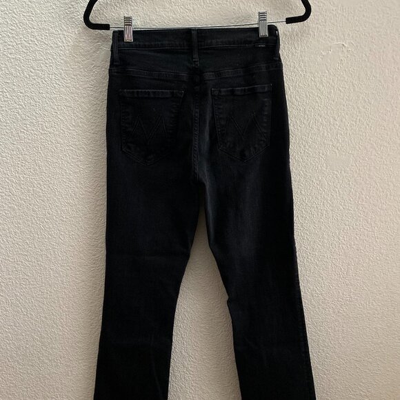 Mother Denim The Insider Crop Fray Not Guilty Jeans 27 x 25 Black Wash Raw Hem - Picture 2 of 6